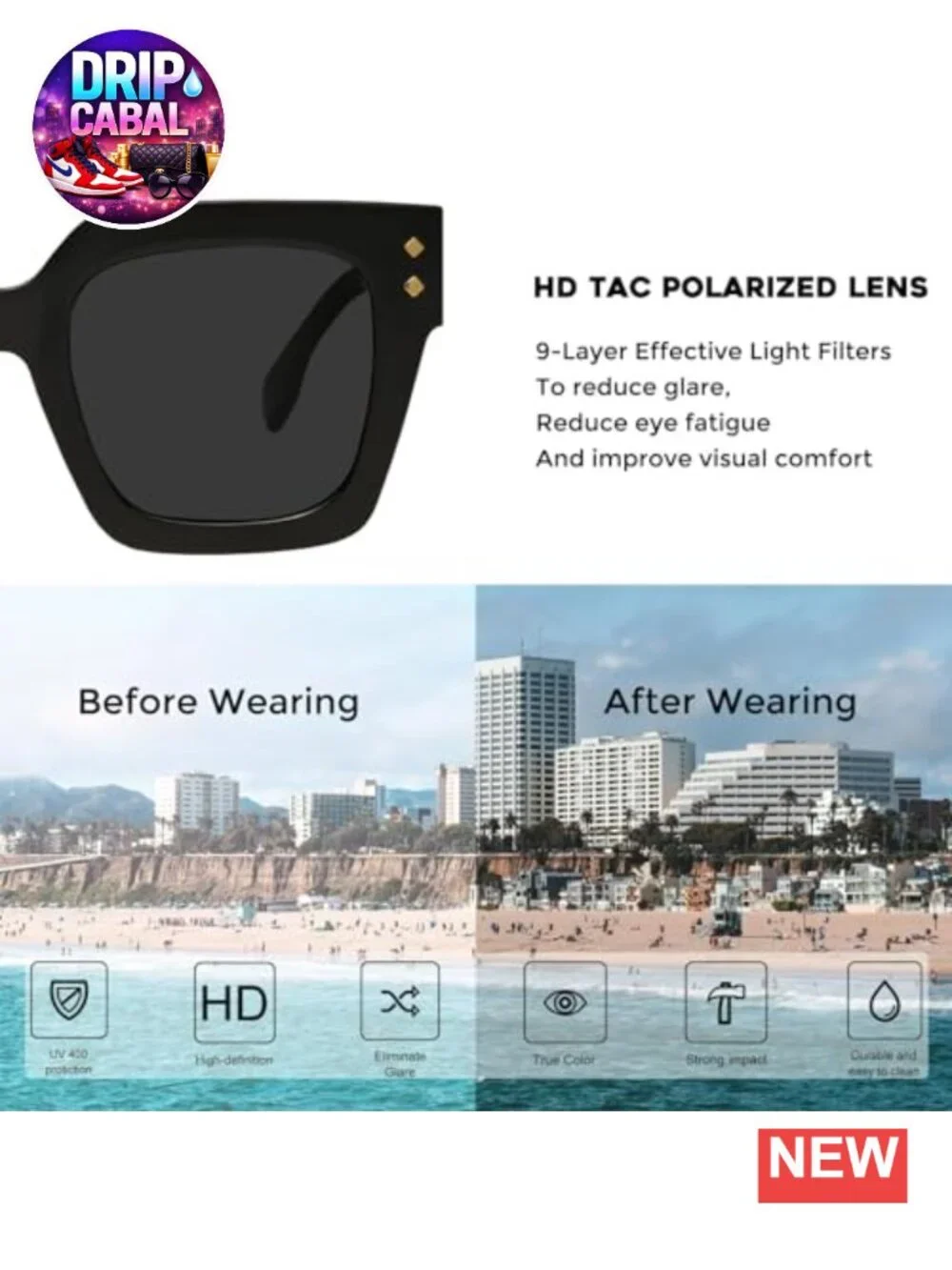 Polarized Oversized Square Sunglasses for Women UV400